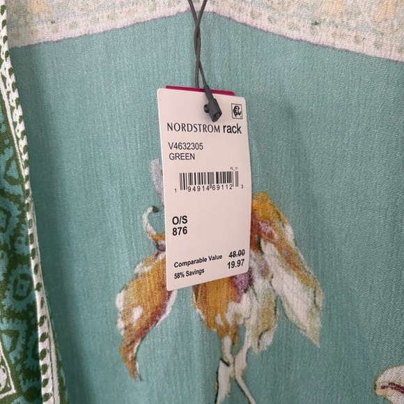 NWT Vince Camuto Tropical Bloom Topper Ruana Blue Floral Tassel Detail Cover Up - Picture 5 of 5